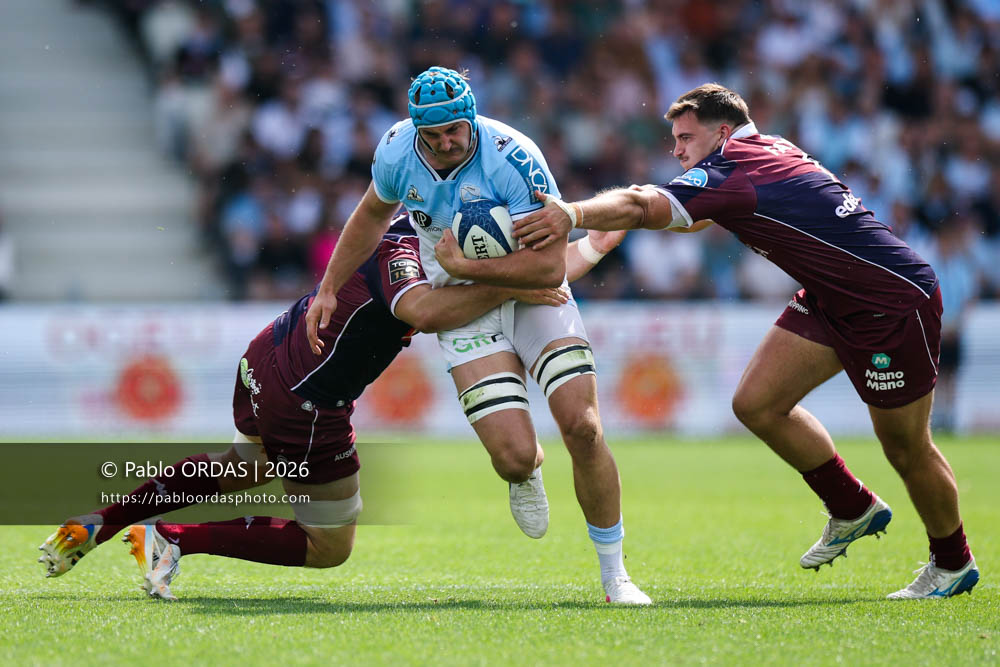 Esteban Capilla, lors du match de Top 14 entre l'Aviron bayonnais et l'Union Bordeaux Bègles, le 9 mai 2026 au stade Jean Dauger de Bayonne, France (Photo Pablo ORDAS)