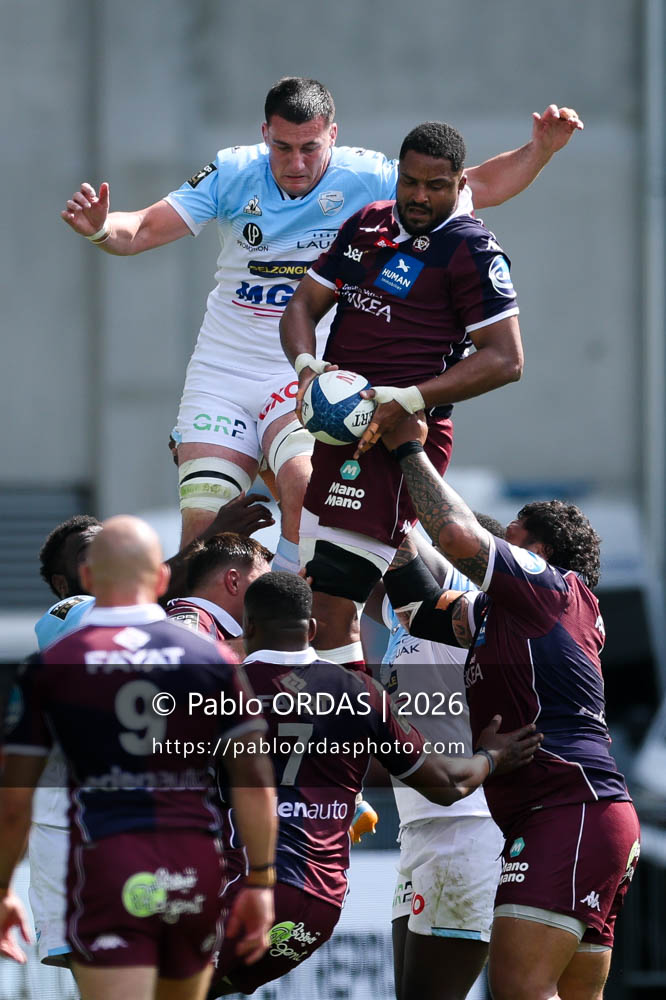 Boris Palu, lors du match de Top 14 entre l'Aviron bayonnais et l'Union Bordeaux Bègles, le 9 mai 2026 au stade Jean Dauger de Bayonne, France (Photo Pablo ORDAS)