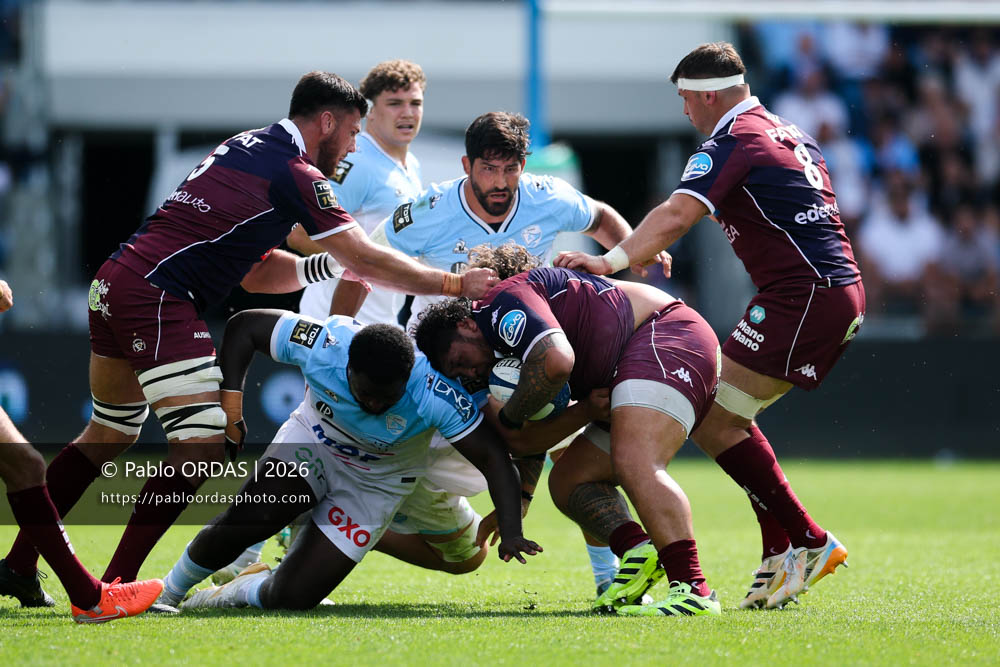 Ben Tameifuna, lors du match de Top 14 entre l'Aviron bayonnais et l'Union Bordeaux Bègles, le 9 mai 2026 au stade Jean Dauger de Bayonne, France (Photo Pablo ORDAS)
