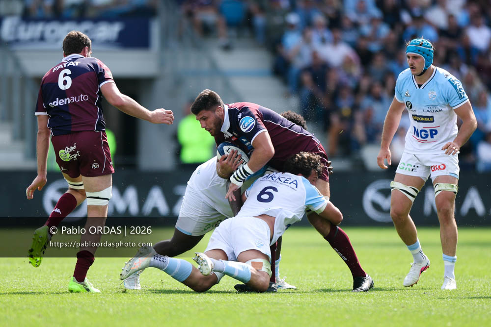 Cyril Cazeaux, lors du match de Top 14 entre l'Aviron bayonnais et l'Union Bordeaux Bègles, le 9 mai 2026 au stade Jean Dauger de Bayonne, France (Photo Pablo ORDAS)