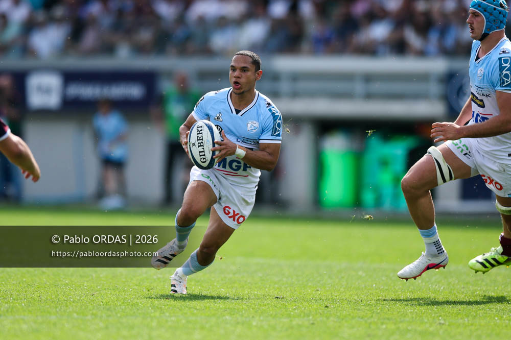 Herschel Jantjies, lors du match de Top 14 entre l'Aviron bayonnais et l'Union Bordeaux Bègles, le 9 mai 2026 au stade Jean Dauger de Bayonne, France (Photo Pablo ORDAS)