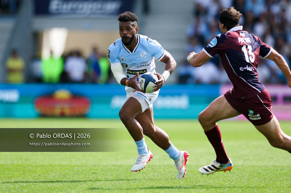 Sireli Maqala, lors du match de Top 14 entre l'Aviron bayonnais et l'Union Bordeaux Bègles, le 9 mai 2026 au stade Jean Dauger de Bayonne, France (Photo Pablo ORDAS)