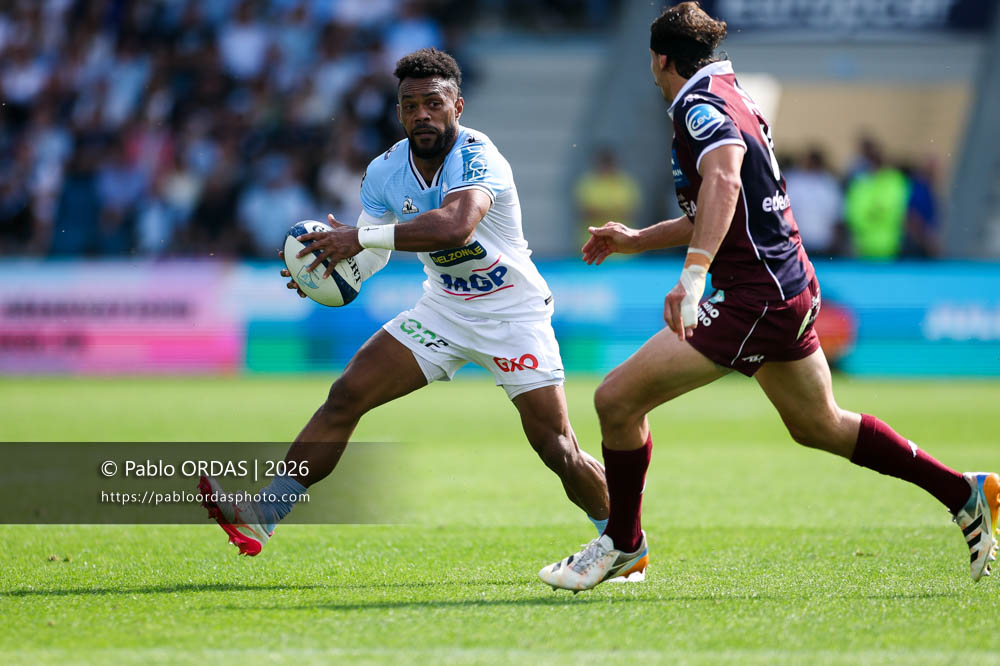 Sireli Maqala, lors du match de Top 14 entre l'Aviron bayonnais et l'Union Bordeaux Bègles, le 9 mai 2026 au stade Jean Dauger de Bayonne, France (Photo Pablo ORDAS)