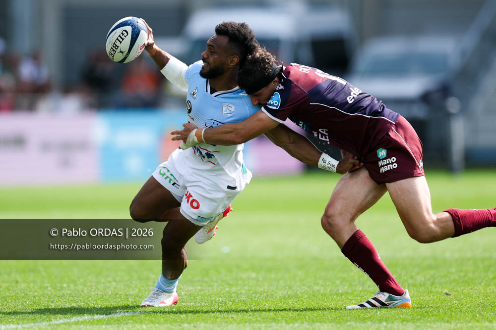 Sireli Maqala, lors du match de Top 14 entre l'Aviron bayonnais et l'Union Bordeaux Bègles, le 9 mai 2026 au stade Jean Dauger de Bayonne, France (Photo Pablo ORDAS)