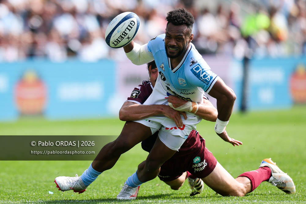 Sireli Maqala, lors du match de Top 14 entre l'Aviron bayonnais et l'Union Bordeaux Bègles, le 9 mai 2026 au stade Jean Dauger de Bayonne, France (Photo Pablo ORDAS)