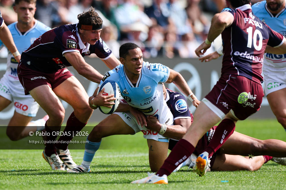 Herschel Jantjies, lors du match de Top 14 entre l'Aviron bayonnais et l'Union Bordeaux Bègles, le 9 mai 2026 au stade Jean Dauger de Bayonne, France (Photo Pablo ORDAS)