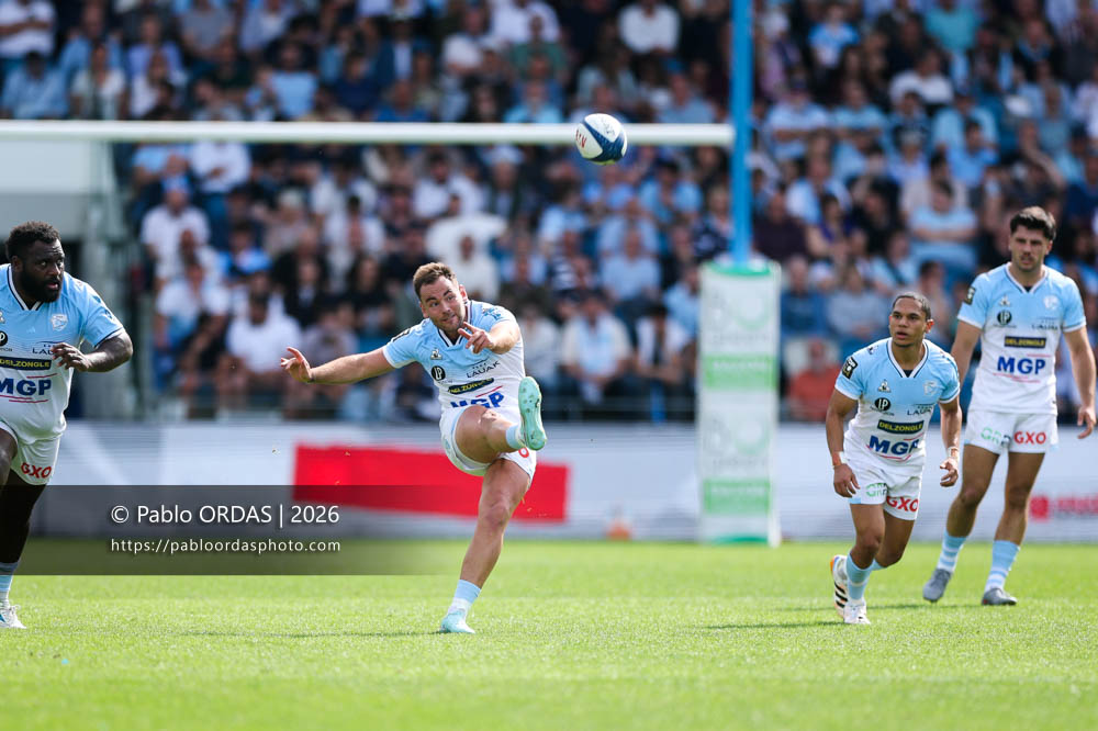 Joris Segonds, lors du match de Top 14 entre l'Aviron bayonnais et l'Union Bordeaux Bègles, le 9 mai 2026 au stade Jean Dauger de Bayonne, France (Photo Pablo ORDAS)