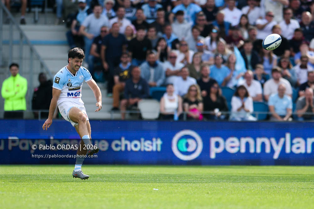Yohan Orabé, lors du match de Top 14 entre l'Aviron bayonnais et l'Union Bordeaux Bègles, le 9 mai 2026 au stade Jean Dauger de Bayonne, France (Photo Pablo ORDAS)