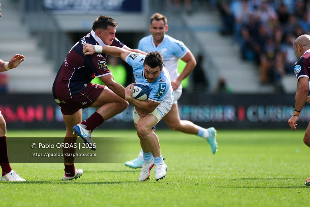 Mateo Carreras, lors du match de Top 14 entre l'Aviron bayonnais et l'Union Bordeaux Bègles, le 9 mai 2026 au stade Jean Dauger de Bayonne, France (Photo Pablo ORDAS)