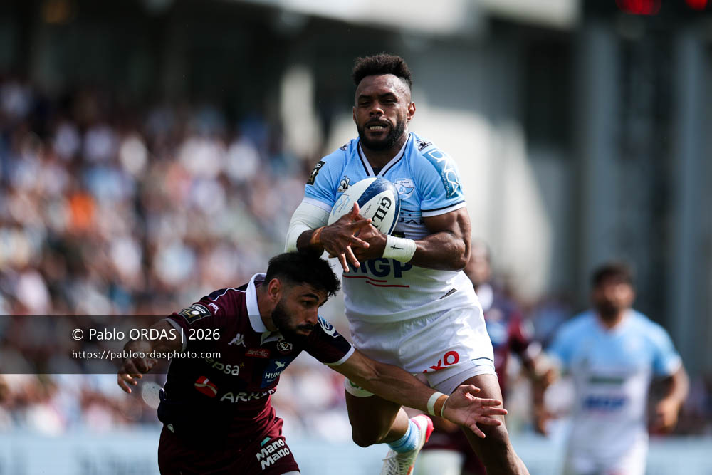 Sireli Maqala, lors du match de Top 14 entre l'Aviron bayonnais et l'Union Bordeaux Bègles, le 9 mai 2026 au stade Jean Dauger de Bayonne, France (Photo Pablo ORDAS)