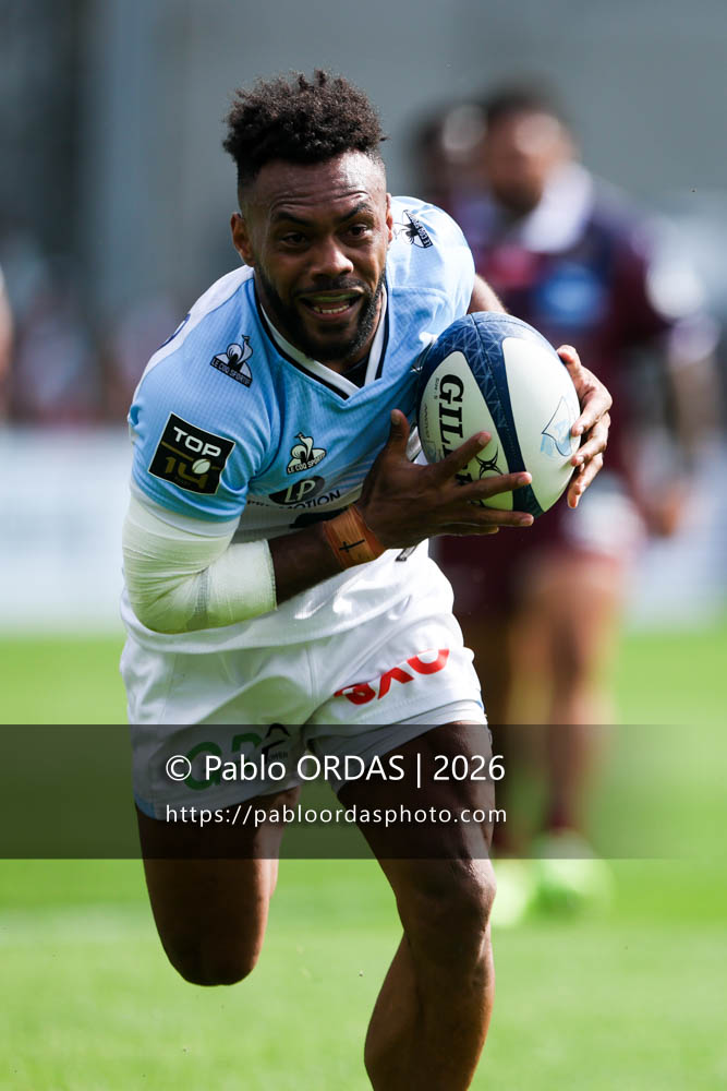 Sireli Maqala, lors du match de Top 14 entre l'Aviron bayonnais et l'Union Bordeaux Bègles, le 9 mai 2026 au stade Jean Dauger de Bayonne, France (Photo Pablo ORDAS)