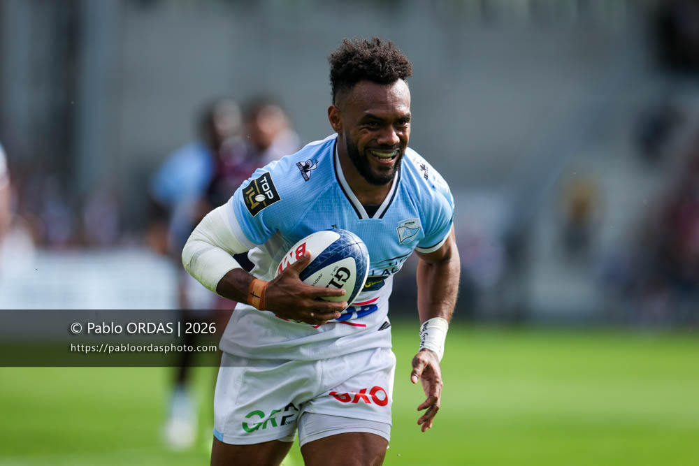 Sireli Maqala, lors du match de Top 14 entre l'Aviron bayonnais et l'Union Bordeaux Bègles, le 9 mai 2026 au stade Jean Dauger de Bayonne, France (Photo Pablo ORDAS)