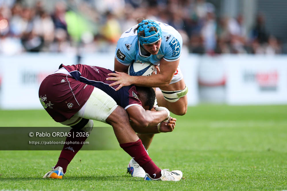 Esteban Capilla, lors du match de Top 14 entre l'Aviron bayonnais et l'Union Bordeaux Bègles, le 9 mai 2026 au stade Jean Dauger de Bayonne, France (Photo Pablo ORDAS)