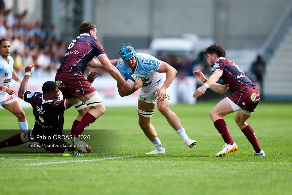 Esteban Capilla, lors du match de Top 14 entre l'Aviron bayonnais et l'Union Bordeaux Bègles, le 9 mai 2026 au stade Jean Dauger de Bayonne, France (Photo Pablo ORDAS)