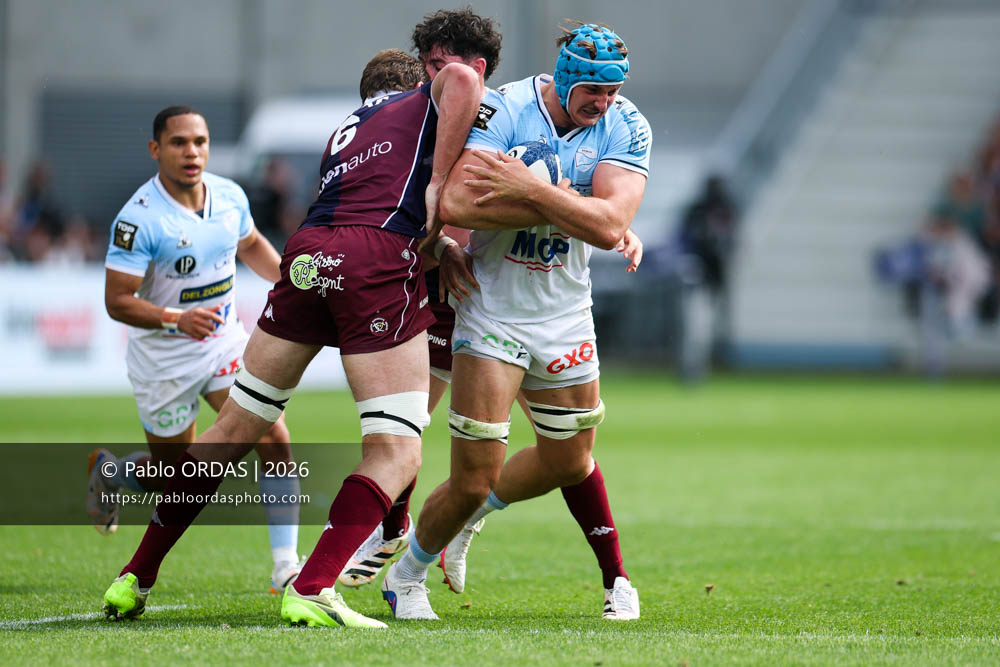 Esteban Capilla, lors du match de Top 14 entre l'Aviron bayonnais et l'Union Bordeaux Bègles, le 9 mai 2026 au stade Jean Dauger de Bayonne, France (Photo Pablo ORDAS)