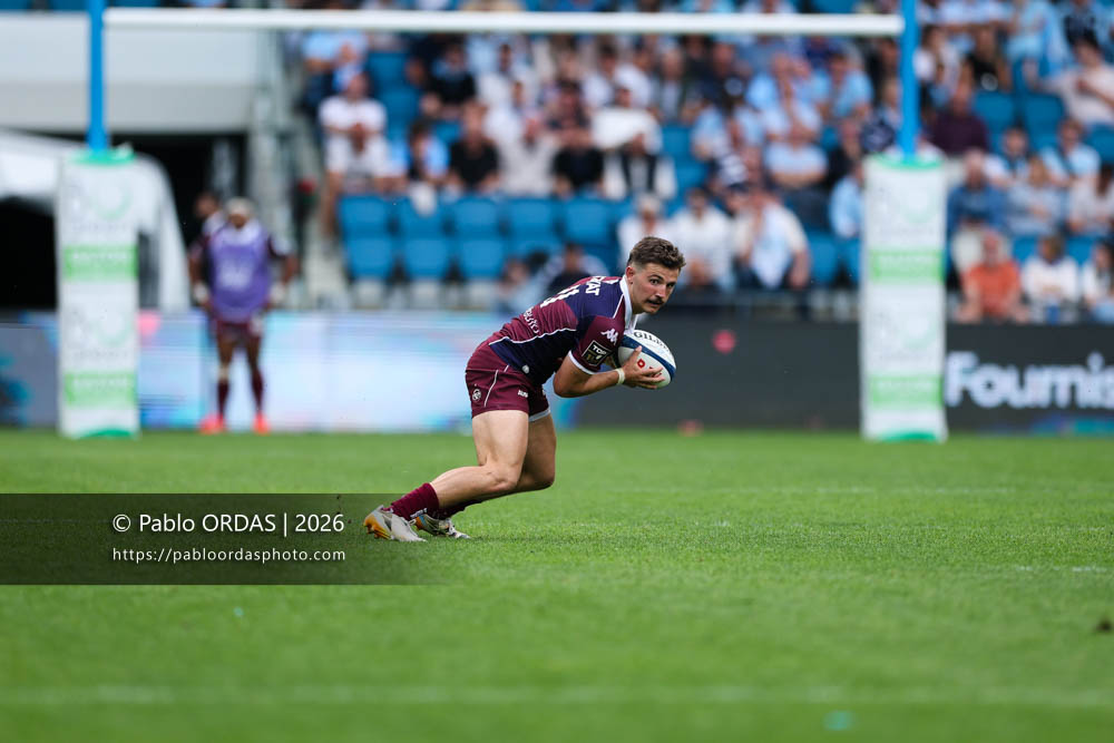 Xan Mousques, lors du match de Top 14 entre l'Aviron bayonnais et l'Union Bordeaux Bègles, le 9 mai 2026 au stade Jean Dauger de Bayonne, France (Photo Pablo ORDAS)