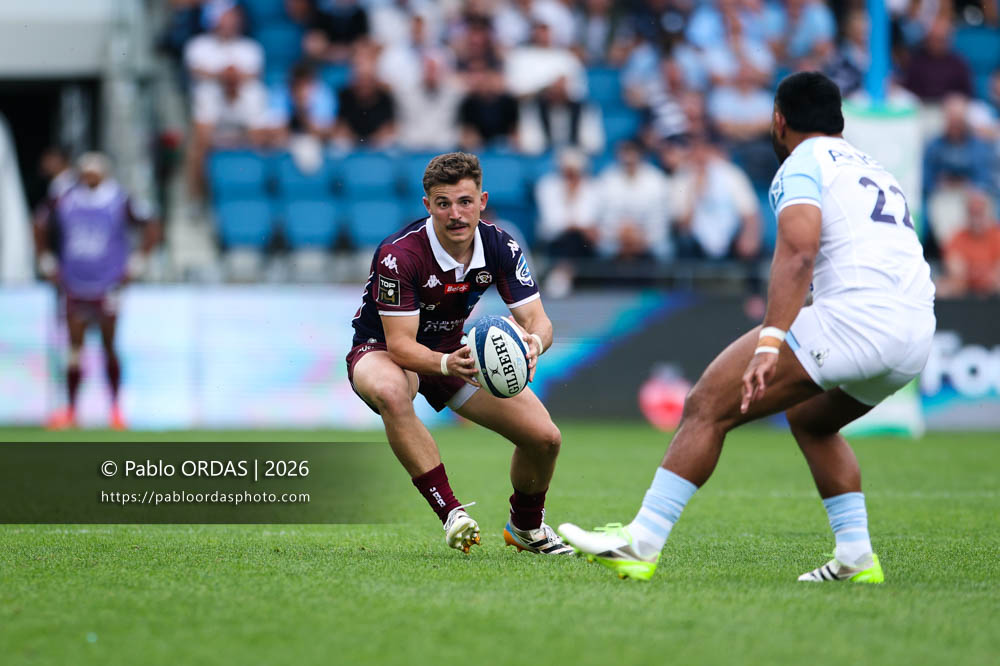 Xan Mousques, lors du match de Top 14 entre l'Aviron bayonnais et l'Union Bordeaux Bègles, le 9 mai 2026 au stade Jean Dauger de Bayonne, France (Photo Pablo ORDAS)
