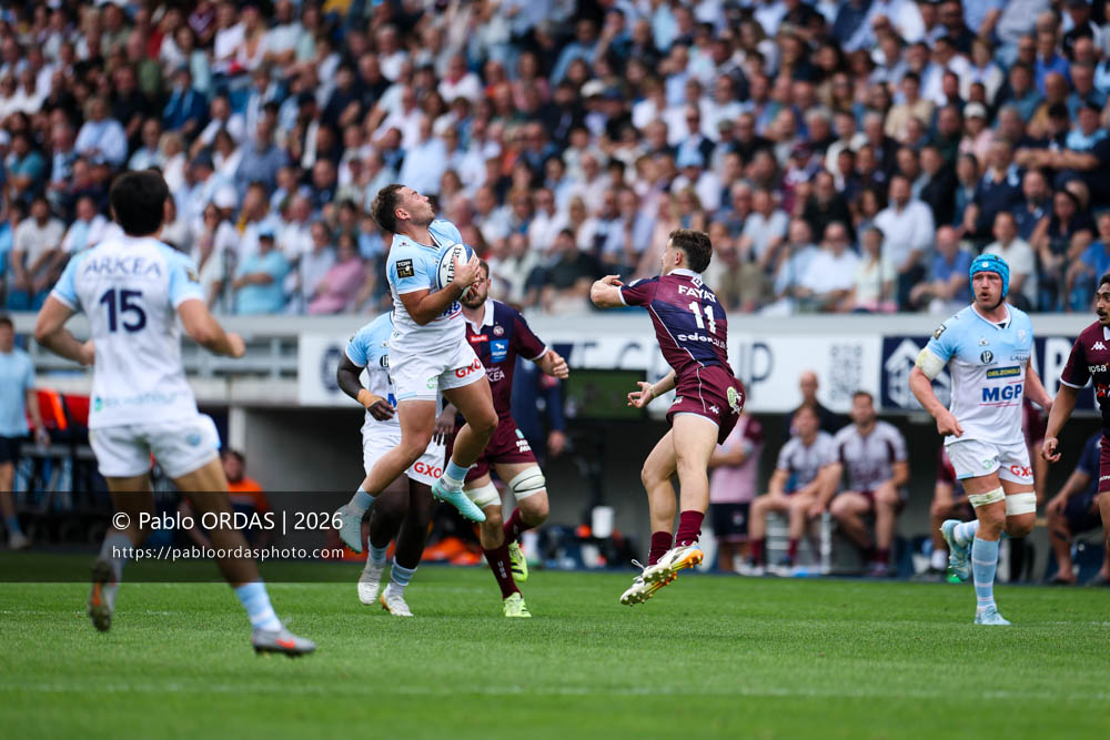 Joris Segonds, lors du match de Top 14 entre l'Aviron bayonnais et l'Union Bordeaux Bègles, le 9 mai 2026 au stade Jean Dauger de Bayonne, France (Photo Pablo ORDAS)