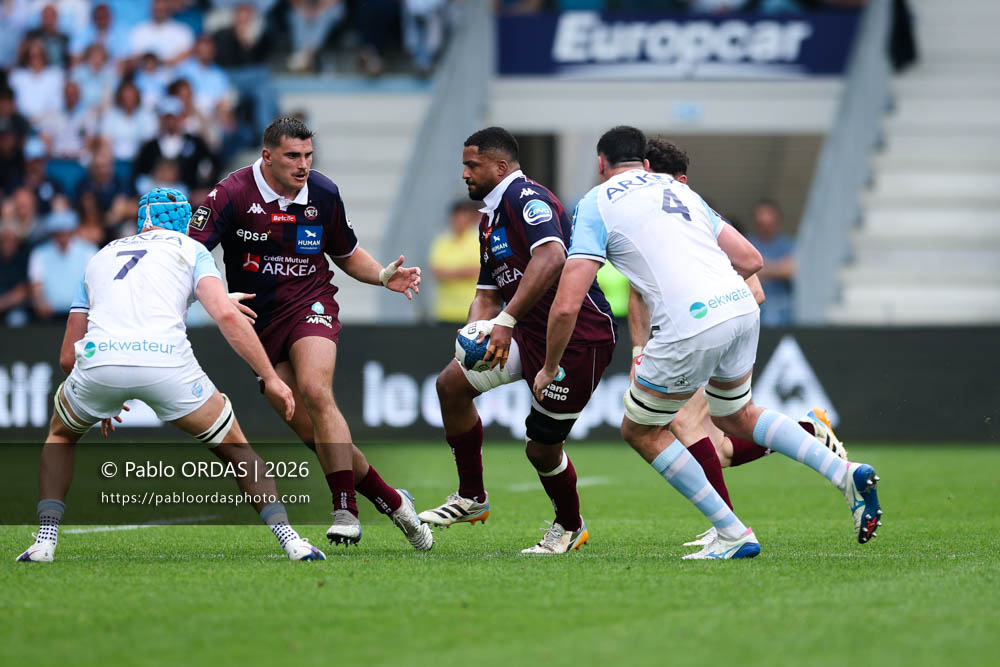 Boris Palu, lors du match de Top 14 entre l'Aviron bayonnais et l'Union Bordeaux Bègles, le 9 mai 2026 au stade Jean Dauger de Bayonne, France (Photo Pablo ORDAS)