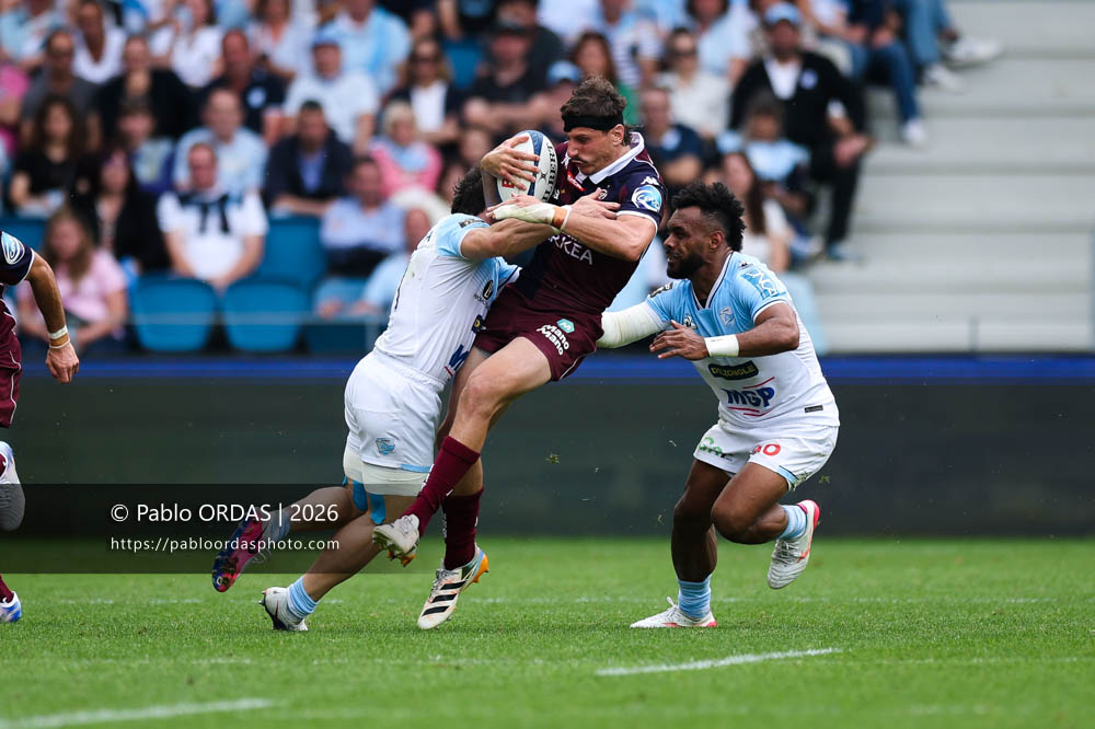 Pablo Uberti, lors du match de Top 14 entre l'Aviron bayonnais et l'Union Bordeaux Bègles, le 9 mai 2026 au stade Jean Dauger de Bayonne, France (Photo Pablo ORDAS)