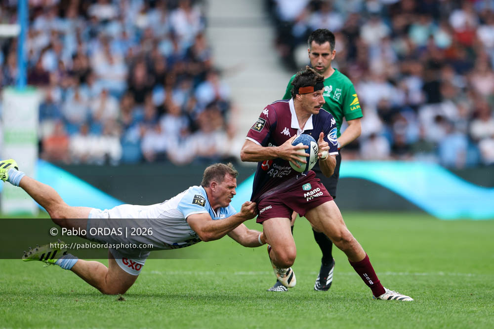 Pablo Uberti, lors du match de Top 14 entre l'Aviron bayonnais et l'Union Bordeaux Bègles, le 9 mai 2026 au stade Jean Dauger de Bayonne, France (Photo Pablo ORDAS)