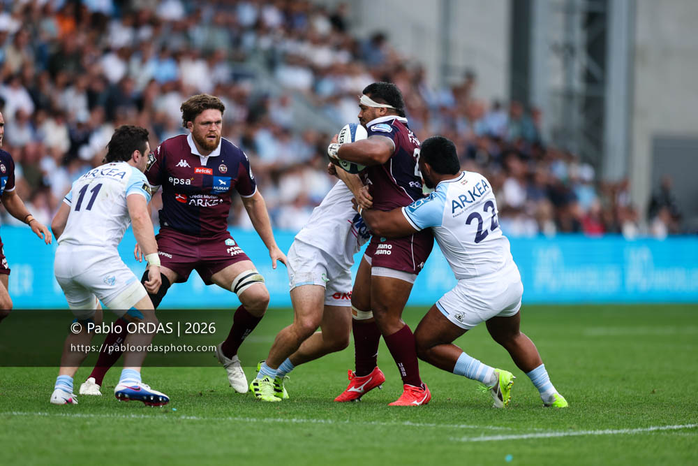 Sipili Falatea, lors du match de Top 14 entre l'Aviron bayonnais et l'Union Bordeaux Bègles, le 9 mai 2026 au stade Jean Dauger de Bayonne, France (Photo Pablo ORDAS)