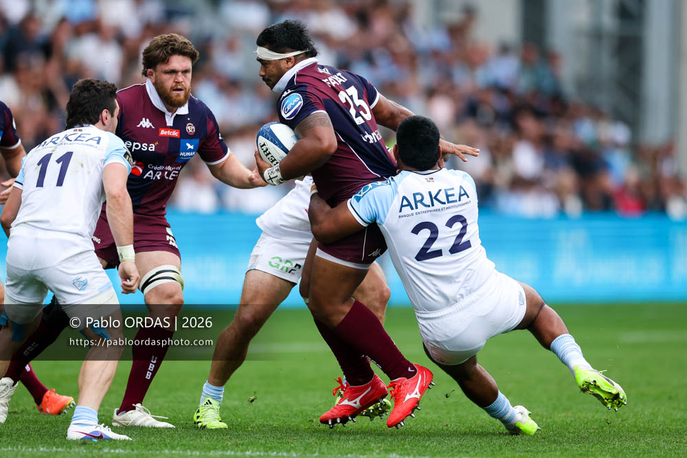 Sipili Falatea, lors du match de Top 14 entre l'Aviron bayonnais et l'Union Bordeaux Bègles, le 9 mai 2026 au stade Jean Dauger de Bayonne, France (Photo Pablo ORDAS)