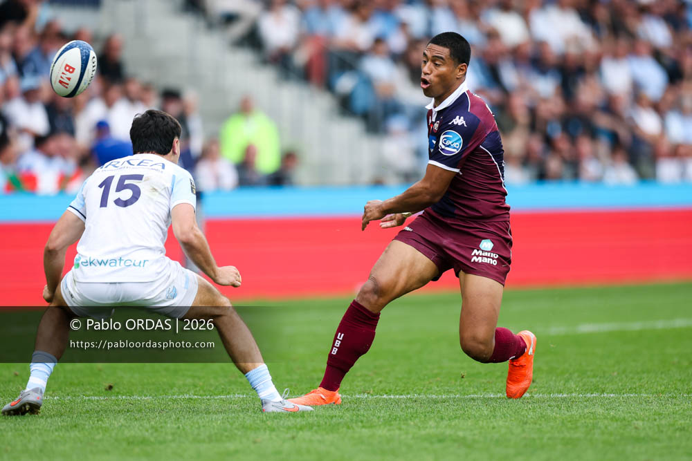 Salesi Rayasi, lors du match de Top 14 entre l'Aviron bayonnais et l'Union Bordeaux Bègles, le 9 mai 2026 au stade Jean Dauger de Bayonne, France (Photo Pablo ORDAS)