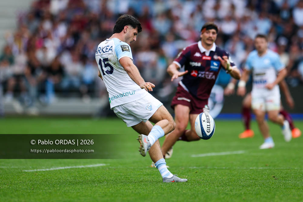 Yohan Orabé, lors du match de Top 14 entre l'Aviron bayonnais et l'Union Bordeaux Bègles, le 9 mai 2026 au stade Jean Dauger de Bayonne, France (Photo Pablo ORDAS)