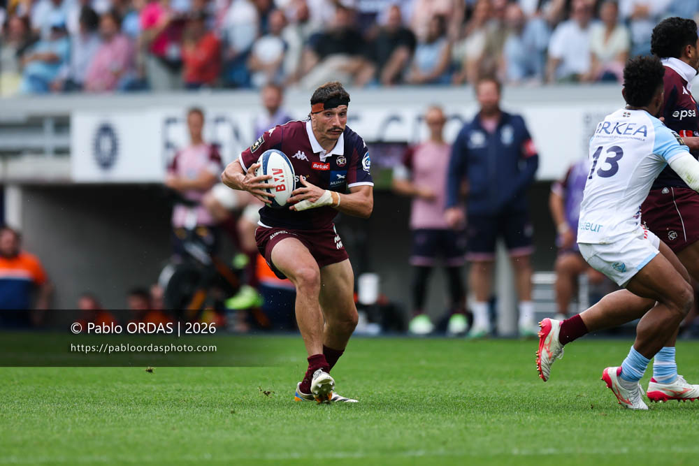 Pablo Uberti, lors du match de Top 14 entre l'Aviron bayonnais et l'Union Bordeaux Bègles, le 9 mai 2026 au stade Jean Dauger de Bayonne, France (Photo Pablo ORDAS)