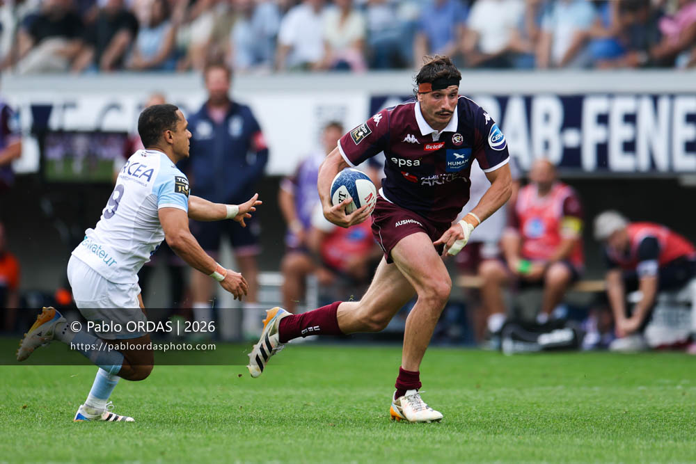 Pablo Uberti, lors du match de Top 14 entre l'Aviron bayonnais et l'Union Bordeaux Bègles, le 9 mai 2026 au stade Jean Dauger de Bayonne, France (Photo Pablo ORDAS)