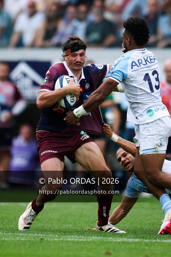 Pablo Uberti, lors du match de Top 14 entre l'Aviron bayonnais et l'Union Bordeaux Bègles, le 9 mai 2026 au stade Jean Dauger de Bayonne, France (Photo Pablo ORDAS)