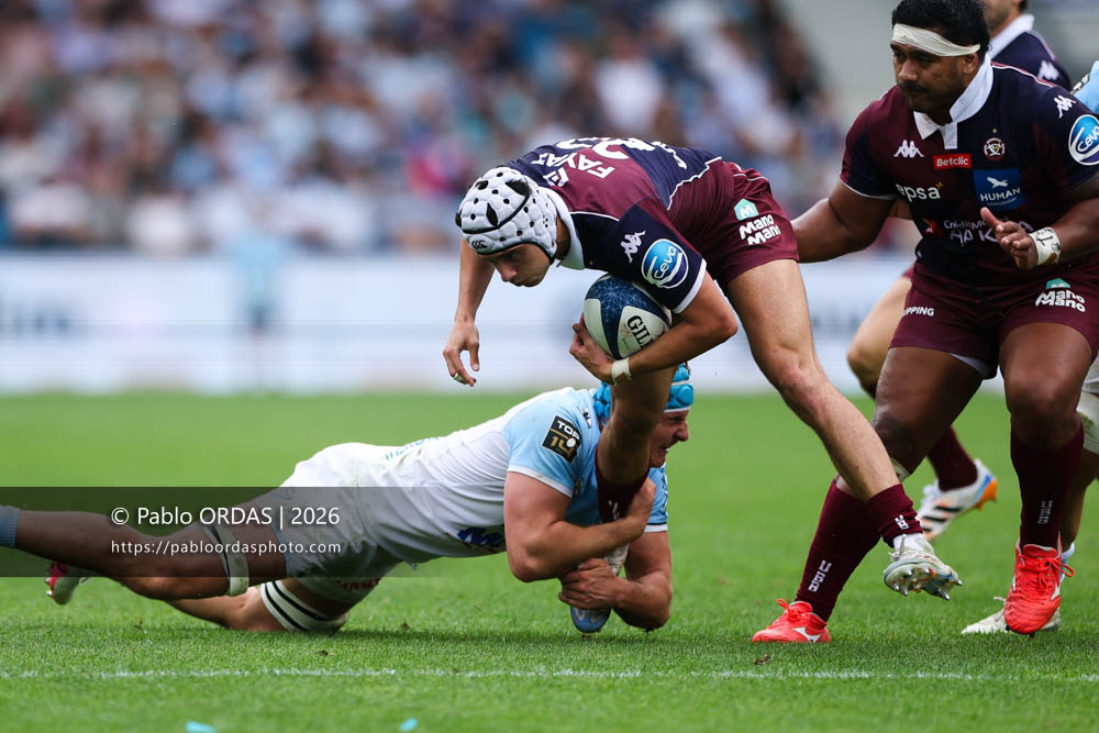 Louis Bielle-Biarrey, lors du match de Top 14 entre l'Aviron bayonnais et l'Union Bordeaux Bègles, le 9 mai 2026 au stade Jean Dauger de Bayonne, France (Photo Pablo ORDAS)