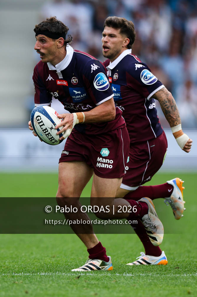 Pablo Uberti, lors du match de Top 14 entre l'Aviron bayonnais et l'Union Bordeaux Bègles, le 9 mai 2026 au stade Jean Dauger de Bayonne, France (Photo Pablo ORDAS)