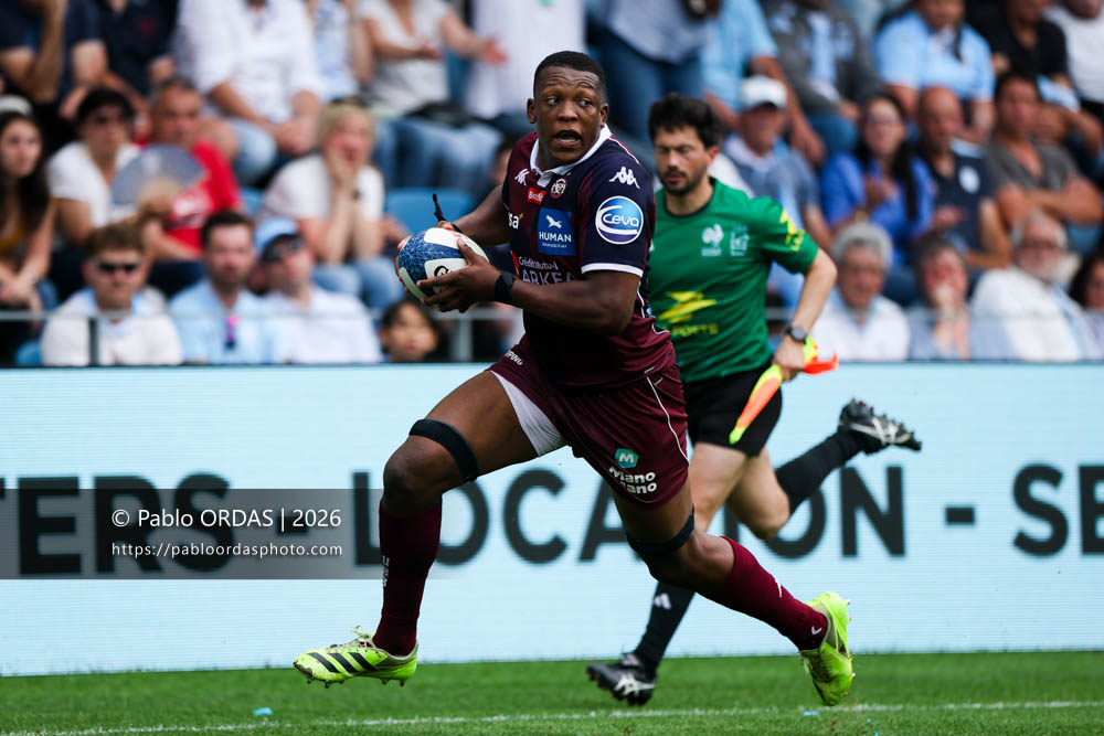 Cameron Woki, lors du match de Top 14 entre l'Aviron bayonnais et l'Union Bordeaux Bègles, le 9 mai 2026 au stade Jean Dauger de Bayonne, France (Photo Pablo ORDAS)