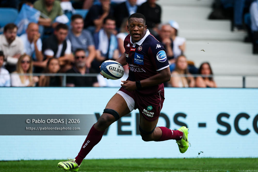Cameron Woki, lors du match de Top 14 entre l'Aviron bayonnais et l'Union Bordeaux Bègles, le 9 mai 2026 au stade Jean Dauger de Bayonne, France (Photo Pablo ORDAS)