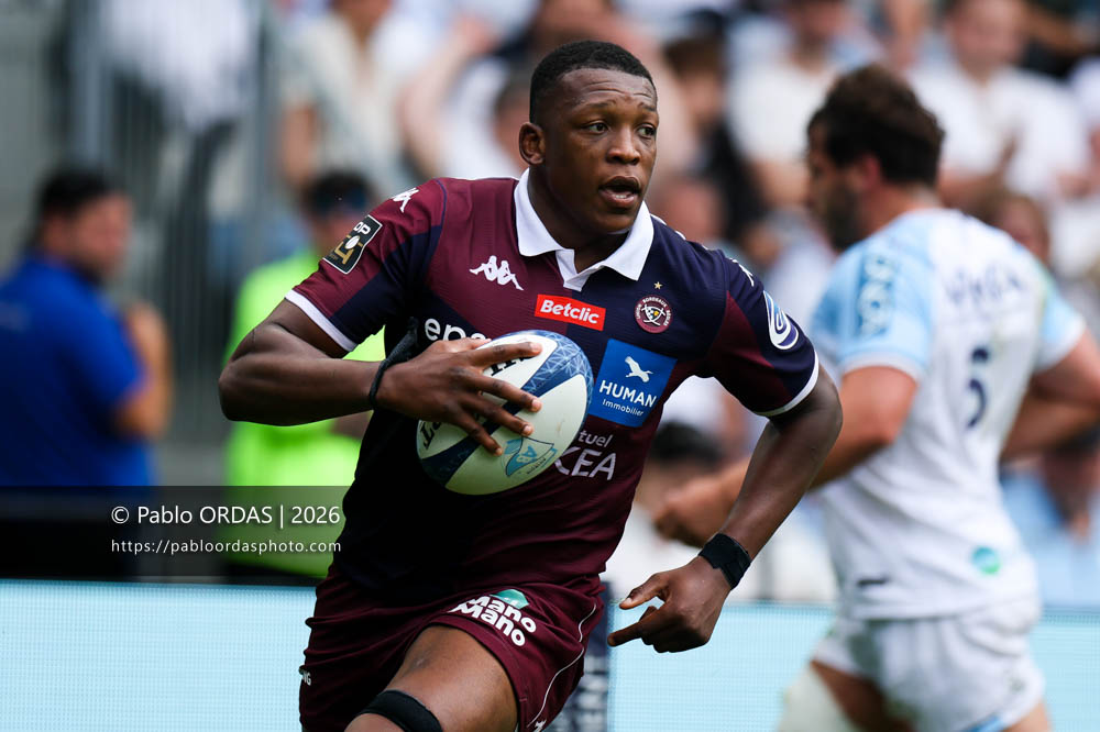 Cameron Woki, lors du match de Top 14 entre l'Aviron bayonnais et l'Union Bordeaux Bègles, le 9 mai 2026 au stade Jean Dauger de Bayonne, France (Photo Pablo ORDAS)