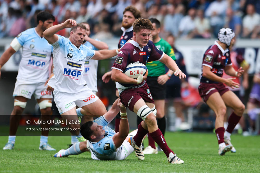 Marko Gazzotti, lors du match de Top 14 entre l'Aviron bayonnais et l'Union Bordeaux Bègles, le 9 mai 2026 au stade Jean Dauger de Bayonne, France (Photo Pablo ORDAS)