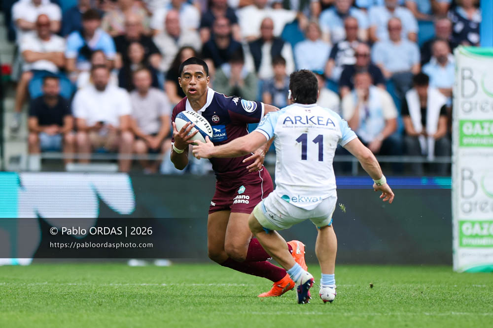 Salesi Rayasi, lors du match de Top 14 entre l'Aviron bayonnais et l'Union Bordeaux Bègles, le 9 mai 2026 au stade Jean Dauger de Bayonne, France (Photo Pablo ORDAS)