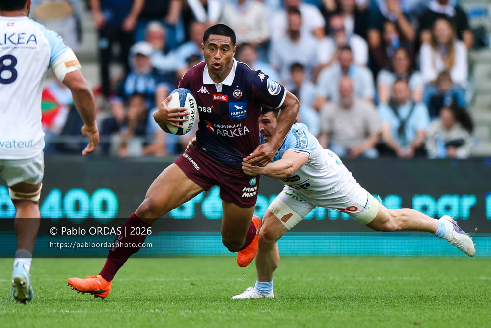 Salesi Rayasi, lors du match de Top 14 entre l'Aviron bayonnais et l'Union Bordeaux Bègles, le 9 mai 2026 au stade Jean Dauger de Bayonne, France (Photo Pablo ORDAS)