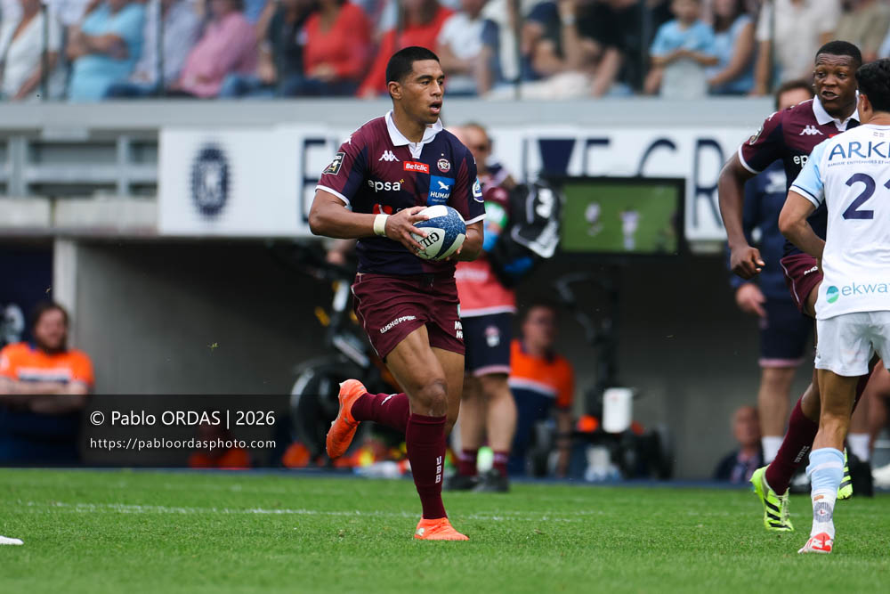 Salesi Rayasi, lors du match de Top 14 entre l'Aviron bayonnais et l'Union Bordeaux Bègles, le 9 mai 2026 au stade Jean Dauger de Bayonne, France (Photo Pablo ORDAS)