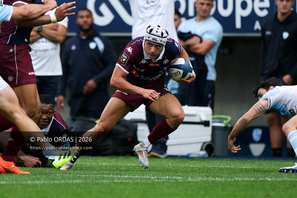 Louis Bielle-Biarrey, lors du match de Top 14 entre l'Aviron bayonnais et l'Union Bordeaux Bègles, le 9 mai 2026 au stade Jean Dauger de Bayonne, France (Photo Pablo ORDAS)