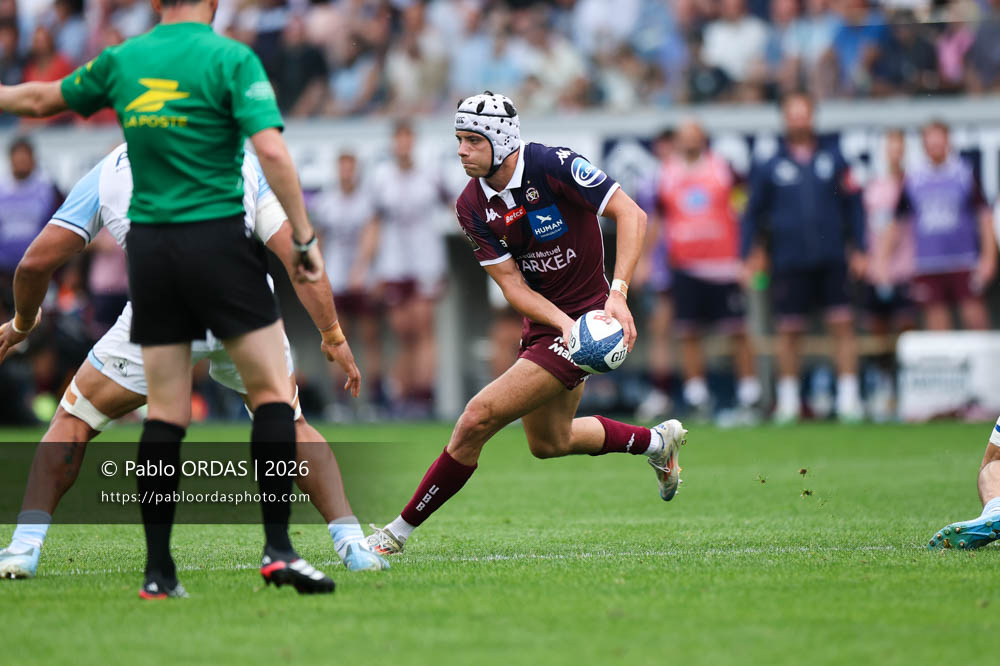 Louis Bielle-Biarrey, lors du match de Top 14 entre l'Aviron bayonnais et l'Union Bordeaux Bègles, le 9 mai 2026 au stade Jean Dauger de Bayonne, France (Photo Pablo ORDAS)