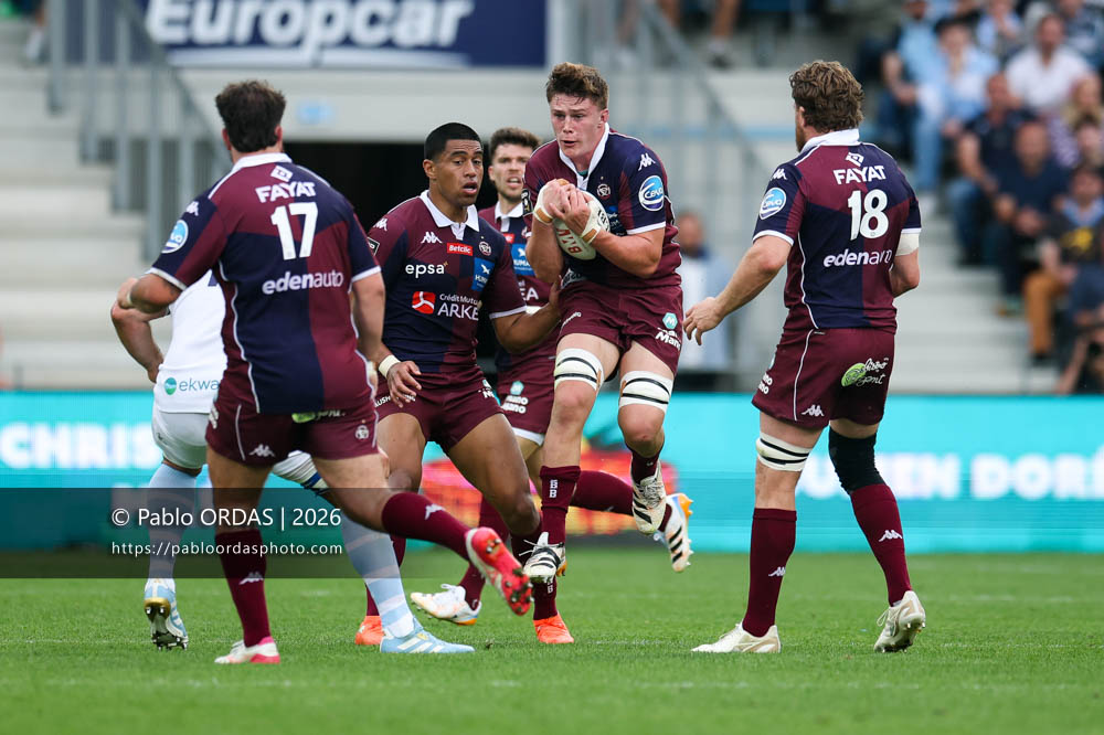 Marko Gazzotti, lors du match de Top 14 entre l'Aviron bayonnais et l'Union Bordeaux Bègles, le 9 mai 2026 au stade Jean Dauger de Bayonne, France (Photo Pablo ORDAS)