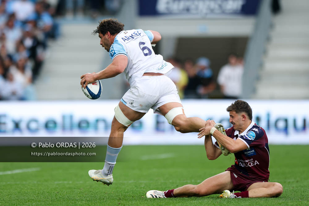 Alexandre Fischer, lors du match de Top 14 entre l'Aviron bayonnais et l'Union Bordeaux Bègles, le 9 mai 2026 au stade Jean Dauger de Bayonne, France (Photo Pablo ORDAS)