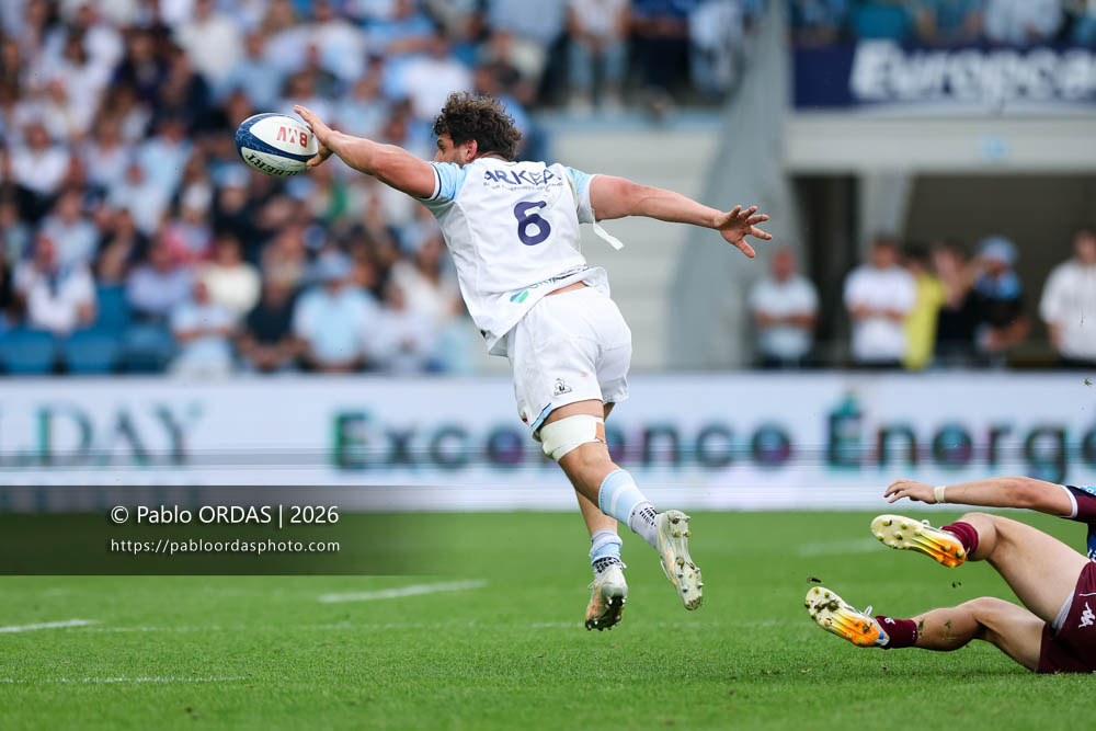 Alexandre Fischer, lors du match de Top 14 entre l'Aviron bayonnais et l'Union Bordeaux Bègles, le 9 mai 2026 au stade Jean Dauger de Bayonne, France (Photo Pablo ORDAS)