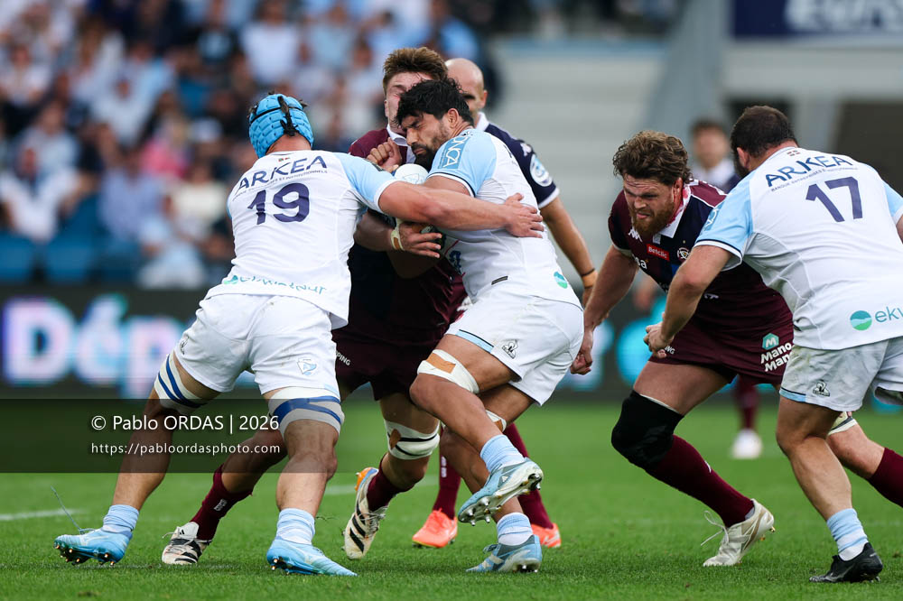 Rodrigo Bruni, lors du match de Top 14 entre l'Aviron bayonnais et l'Union Bordeaux Bègles, le 9 mai 2026 au stade Jean Dauger de Bayonne, France (Photo Pablo ORDAS)