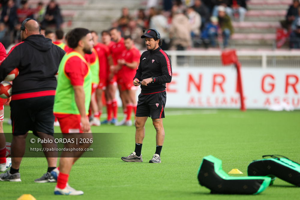 Boris Bouhraoua, lors du match de Pro D2 entre le Biarritz olympique et Carcassonne, le 15 mai 2026 au stade Aguiléra de Biarritz, France (Photo Pablo ORDAS)