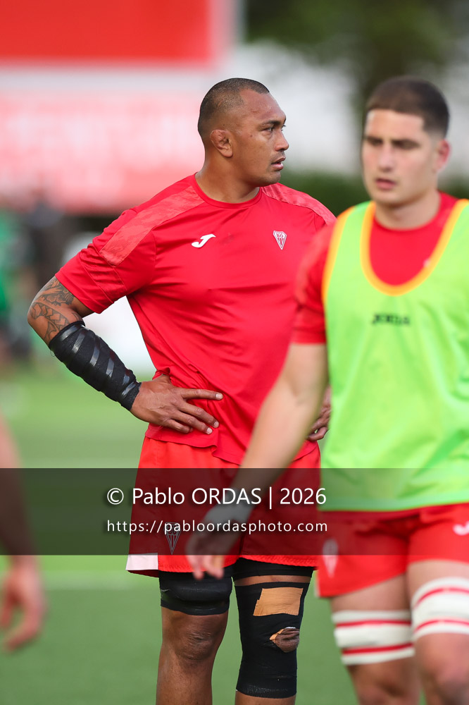 Piula Fa'asalele, lors du match de Pro D2 entre le Biarritz olympique et Carcassonne, le 15 mai 2026 au stade Aguiléra de Biarritz, France (Photo Pablo ORDAS)