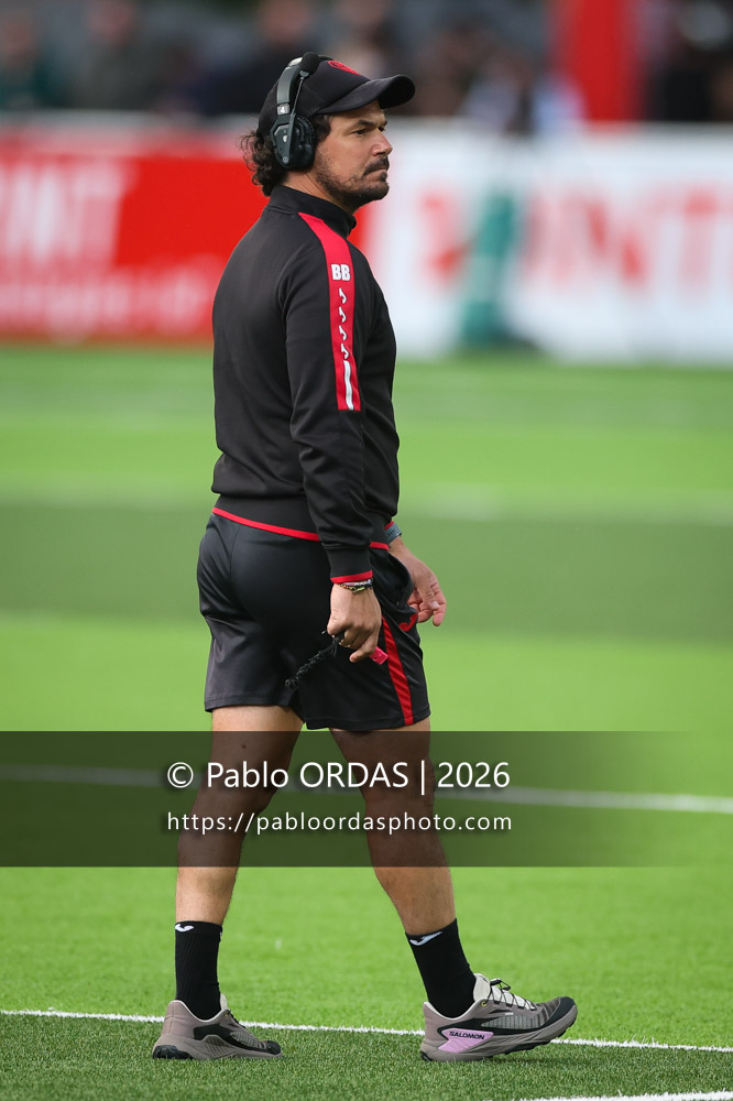 Boris Bouhraoua, lors du match de Pro D2 entre le Biarritz olympique et Carcassonne, le 15 mai 2026 au stade Aguiléra de Biarritz, France (Photo Pablo ORDAS)